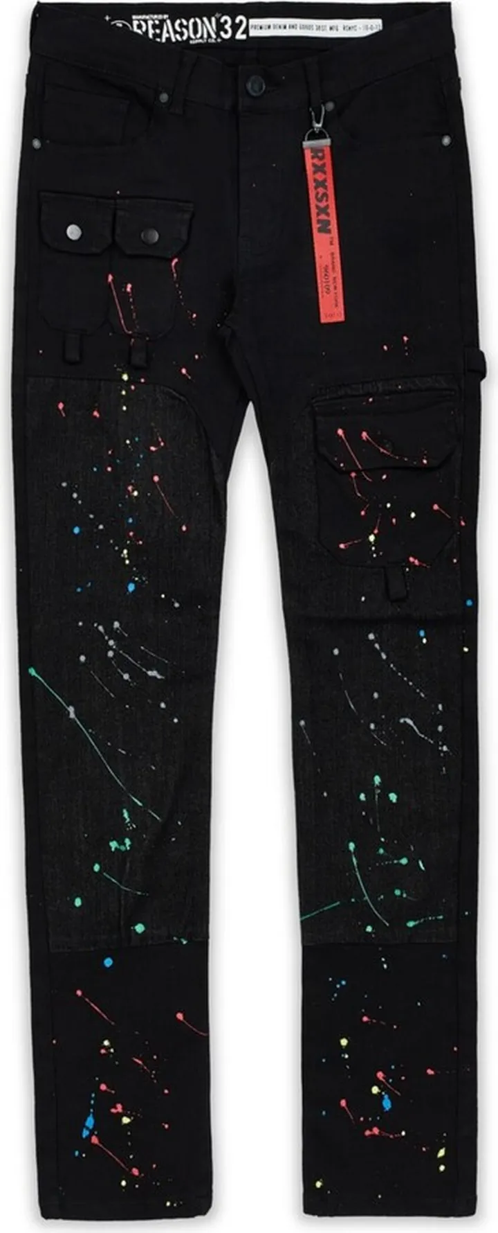 Reason Men's Paint Splatter Skinny Fit Jeans