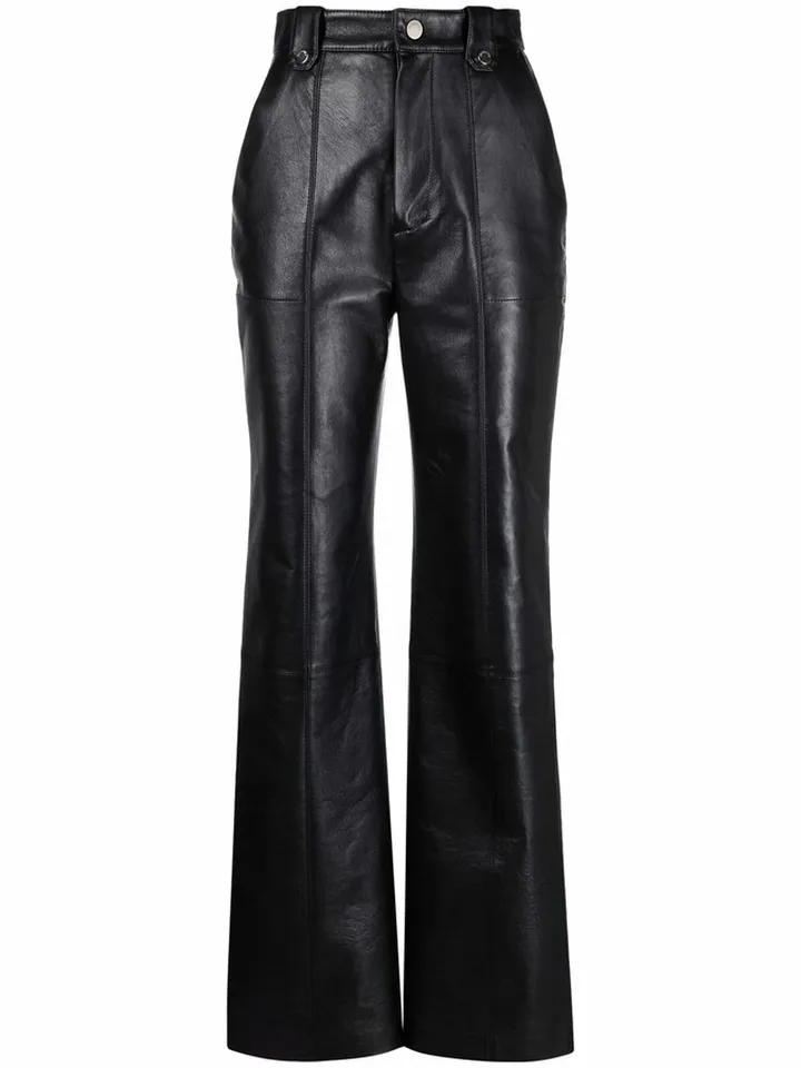 Faux-Leather High-Waisted Trousers