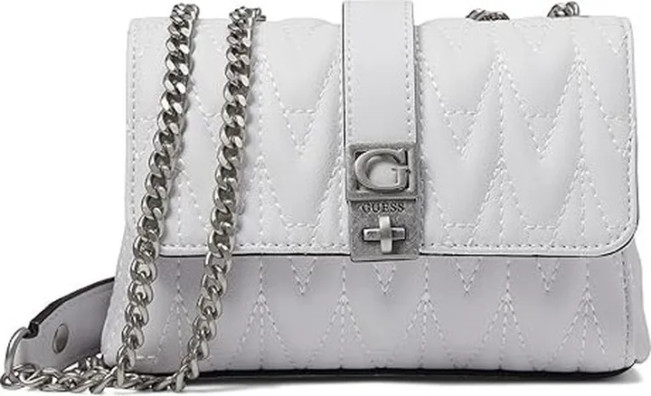 GUESS Regilla Mini Convertible Crossbody Flap (White) Handbags