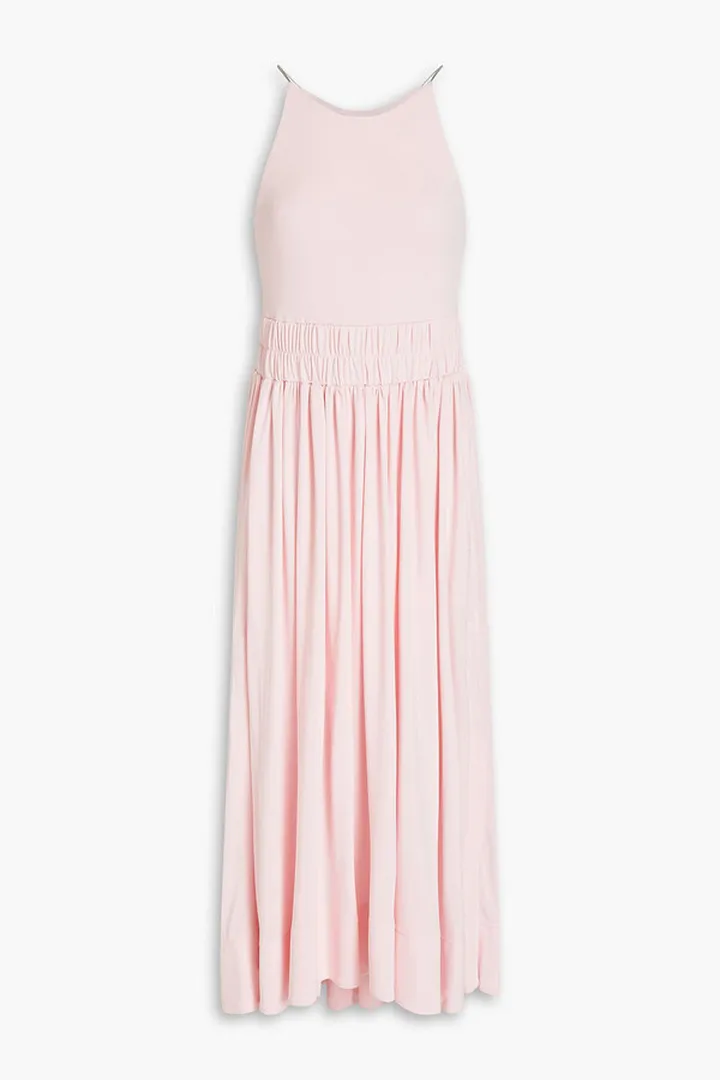 Gathered jersey midi dress