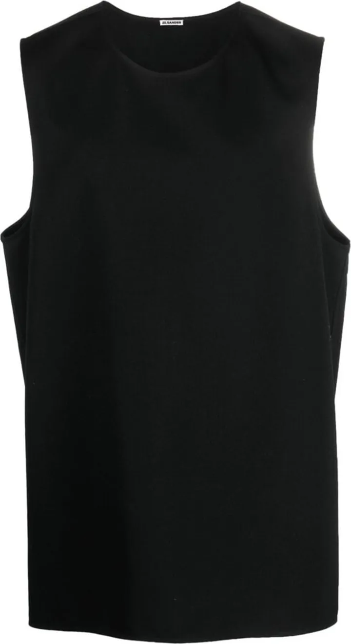 sleeveless plain wool T-shirt