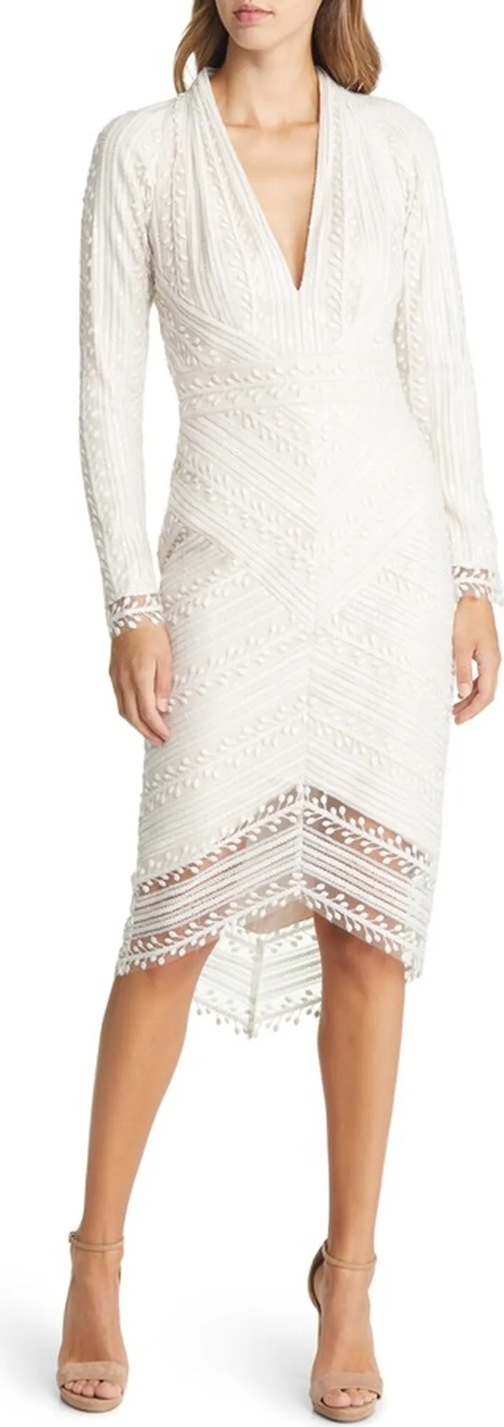 Embroidered Long Sleeve Midi Dress