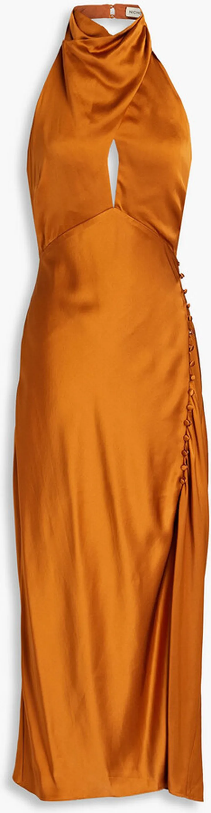 Aline silk-satin halterneck midi dress