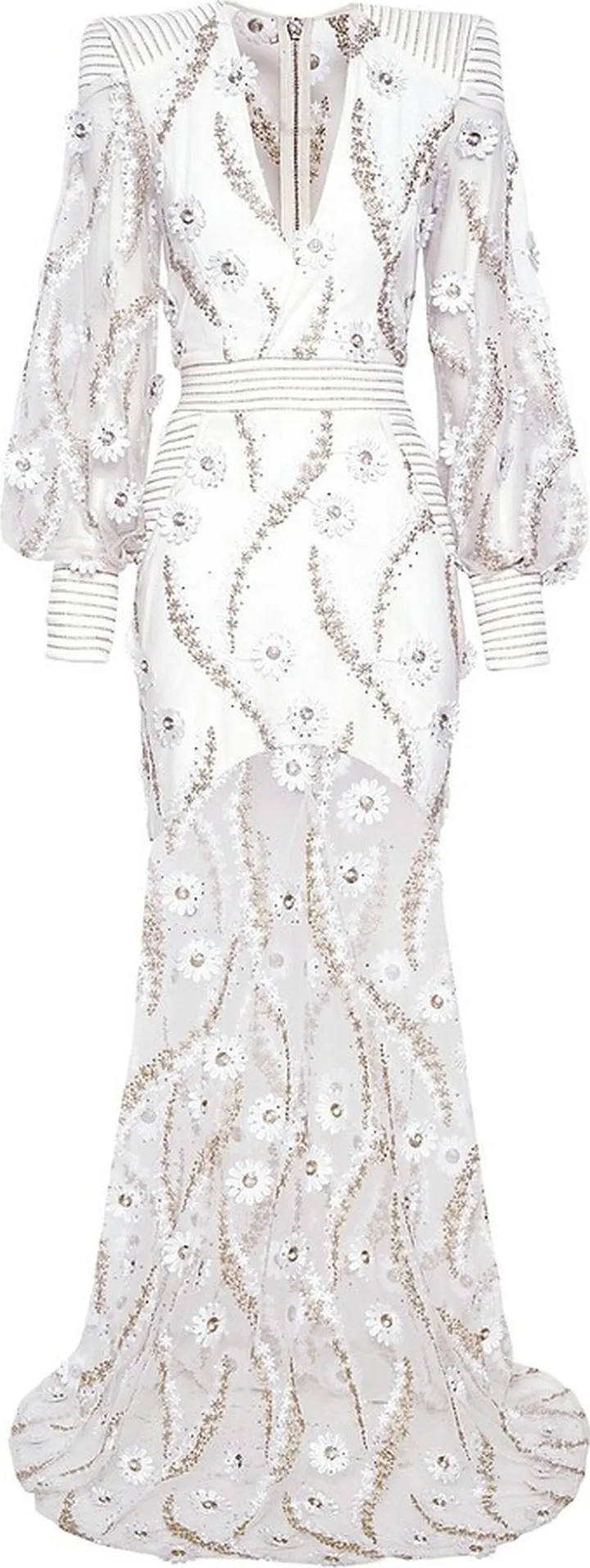 Signature Floral-Embellished Rabbit Gown