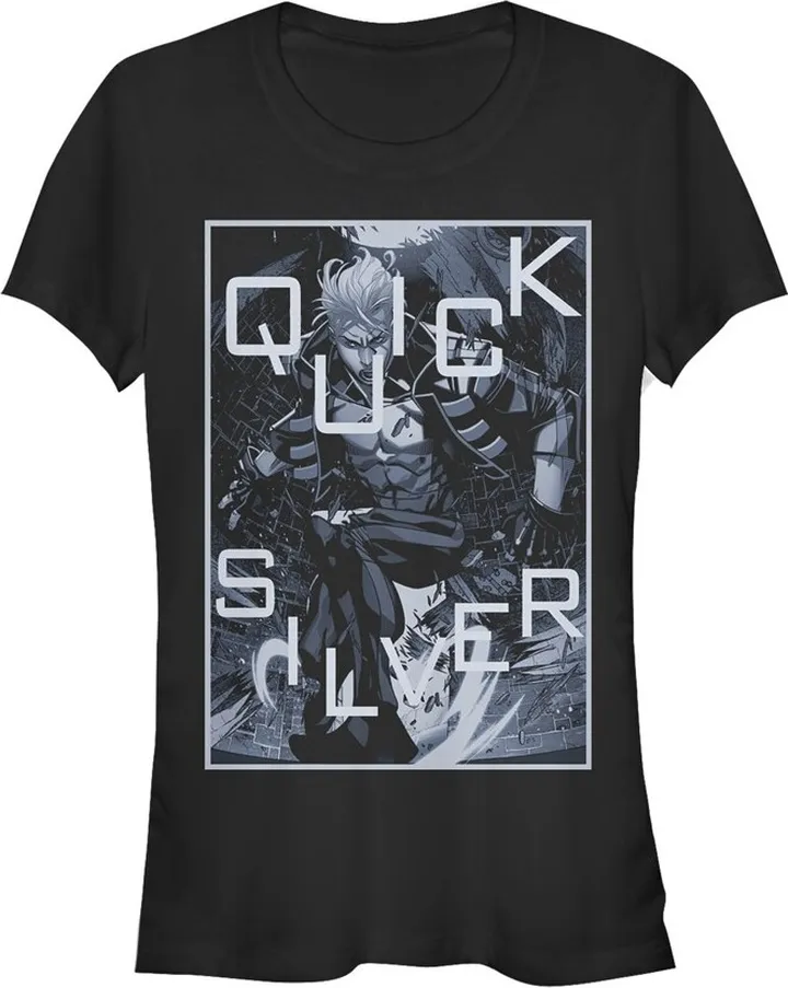 Junior's Marvel X-Men Quicksilver Portrait T-Shirt - Black - X Large