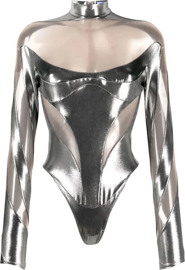 Sheer-Panelled Metallic Bodysuit