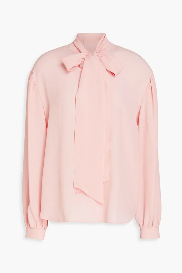 Pussy-bow crepe de chine blouse