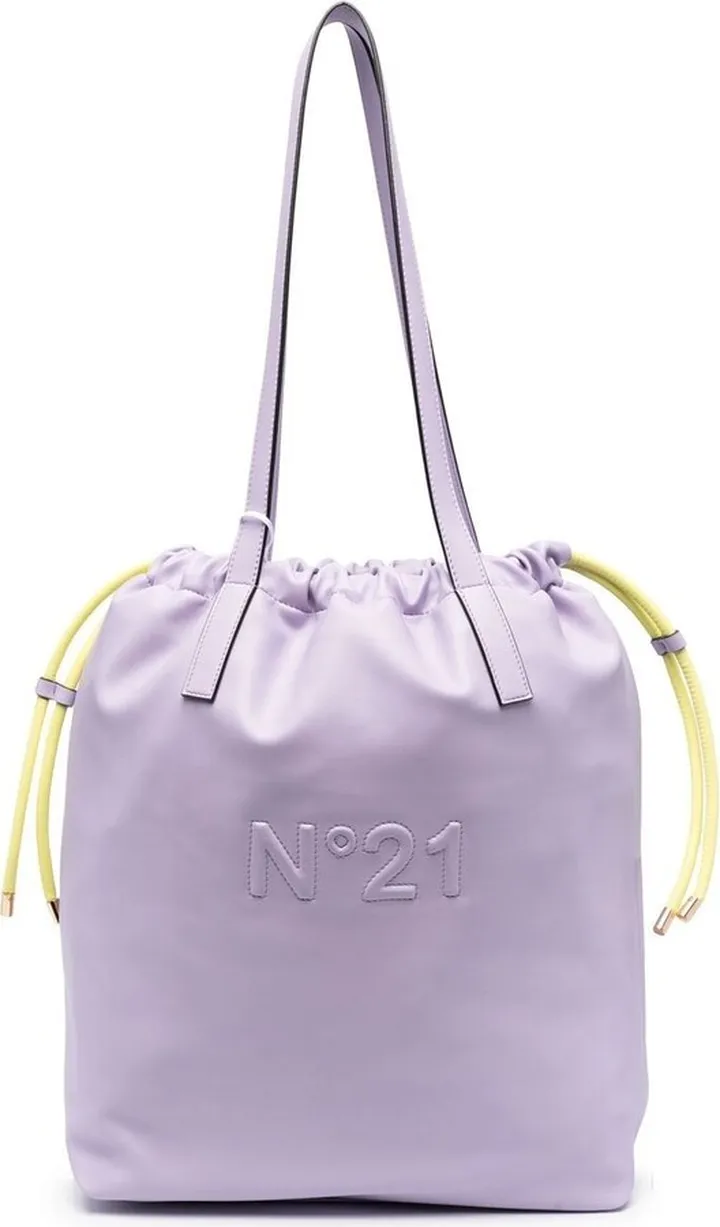 Embossed-Logo Drawstring Shoulder Bag