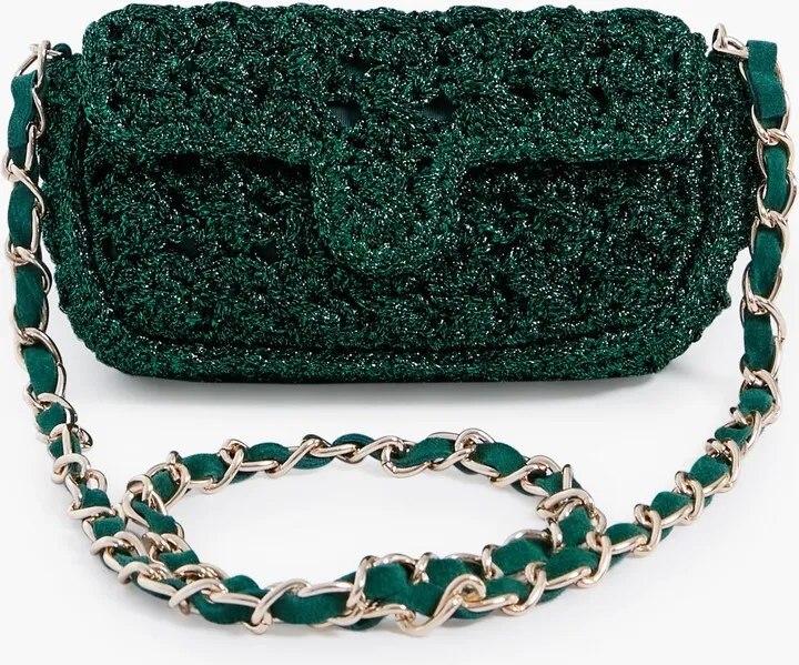 Green Woven Shoulder Bag