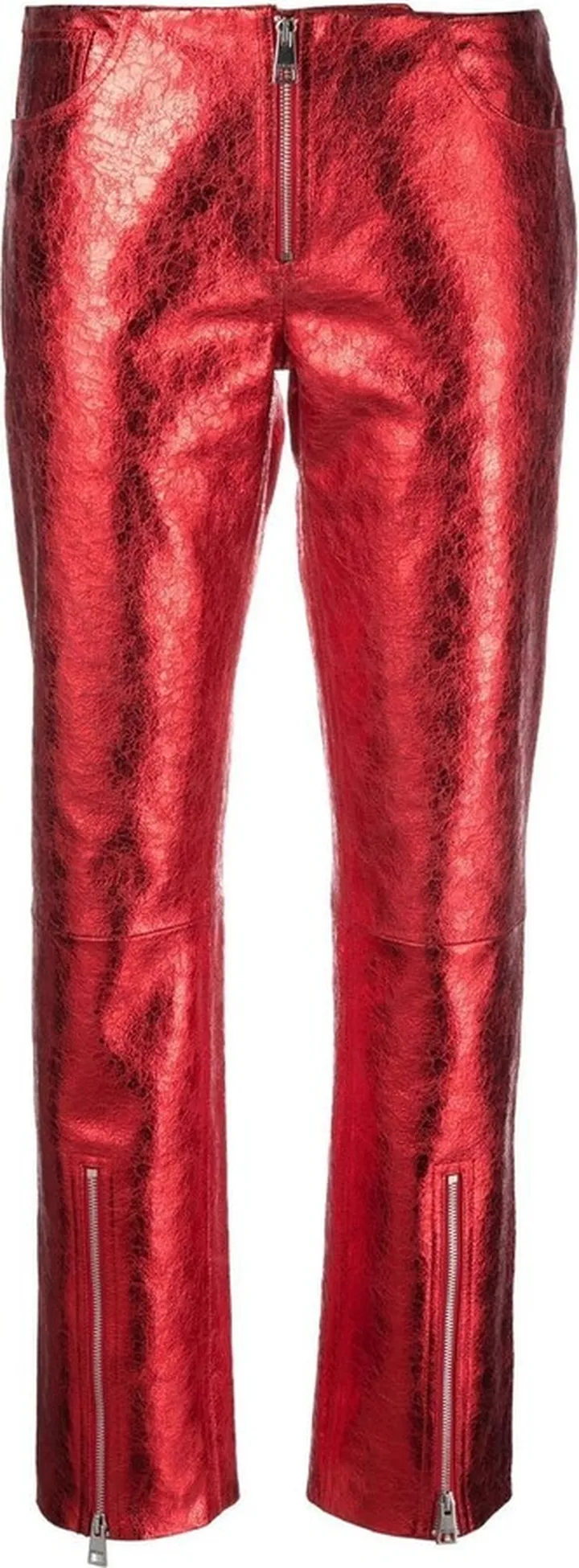 Slim-Cut Metallic Trousers