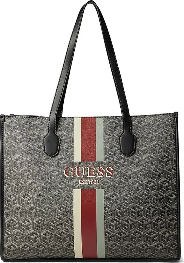 GUESS Silvana Zip Tote (Charcoal Logo) Handbags