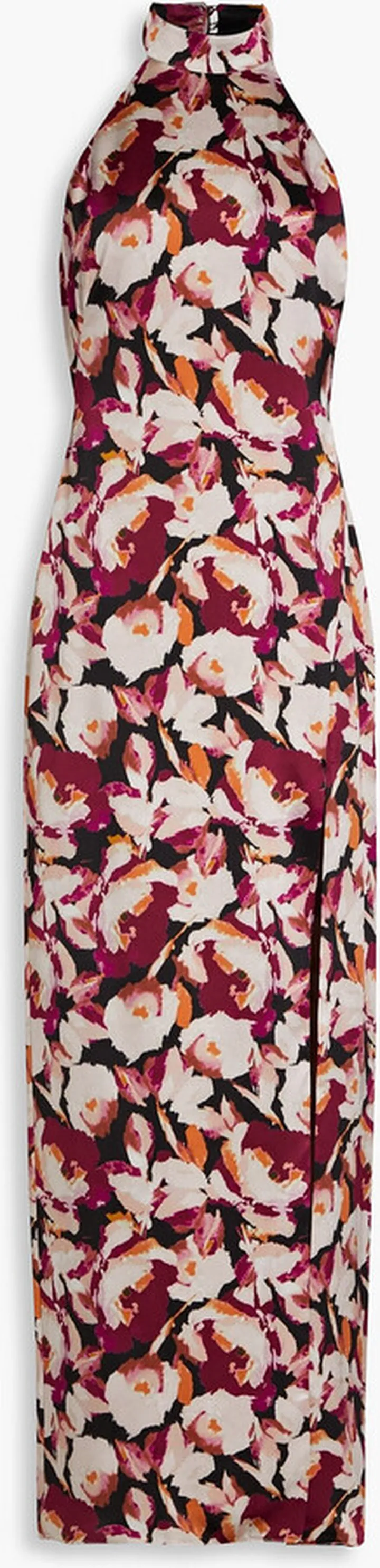 Ramina floral-print silk-satin crepe halterneck gown