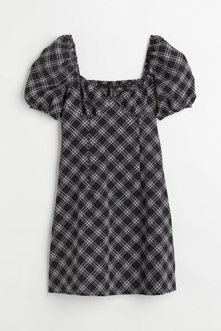 Puff-sleeved Crêped Dress