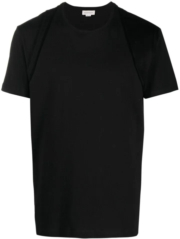 stitched harness-detail T-shirt