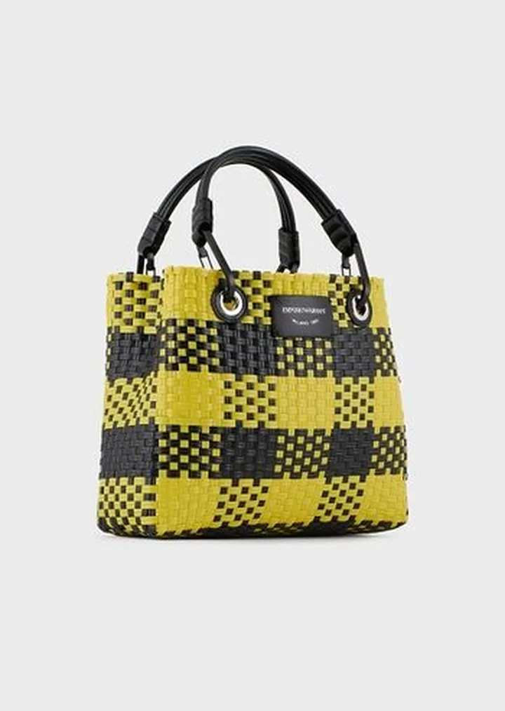 Small MyEA braided shopper bag with check motif