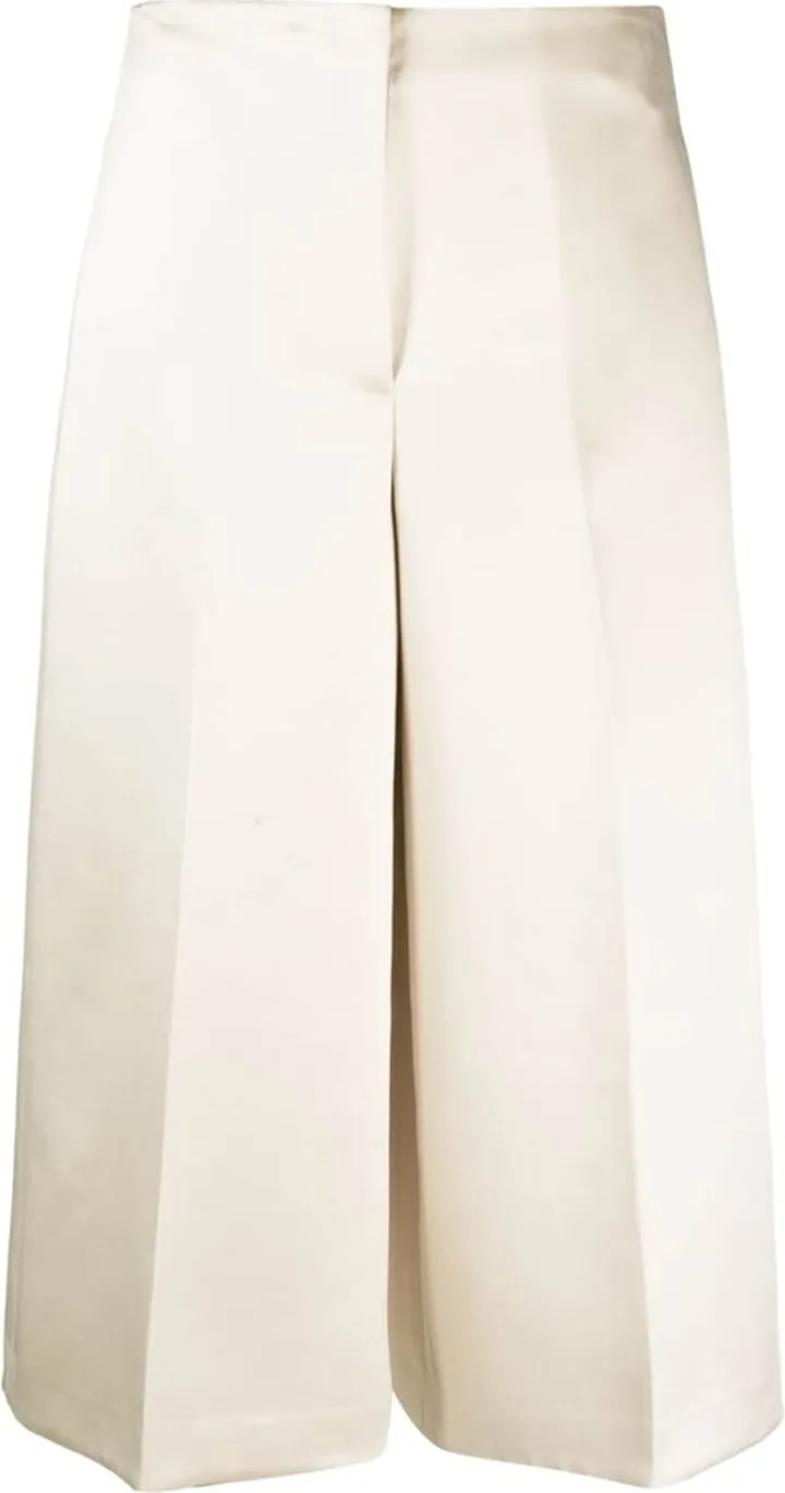 Pleated Satin Cropped Trousers