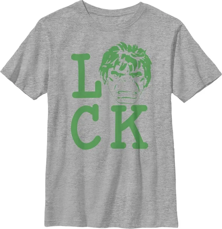 Boy's Marvel St. Patrick's Day Hulk Luck T-Shirt - Athletic Heather - Medium