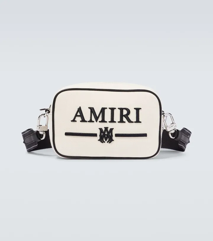 Embroidered cotton canvas shoulder bag