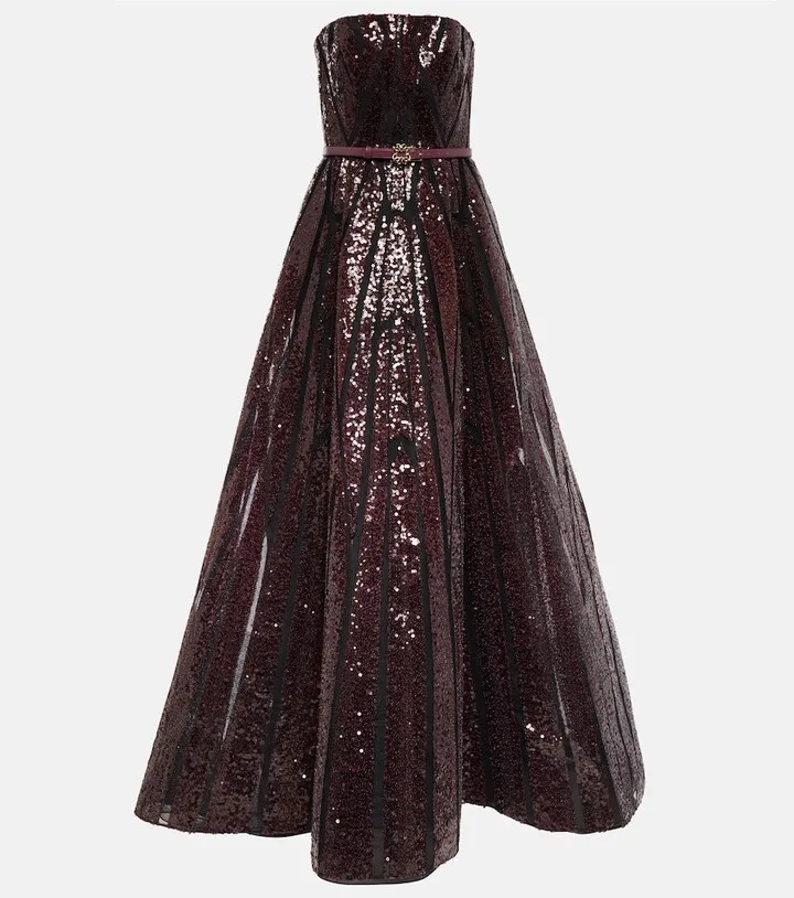 Embroidered tulle gown