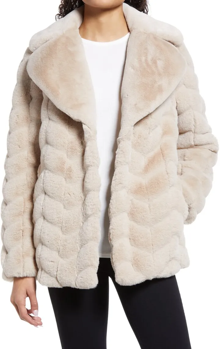 Grooved Faux Fur Jacket