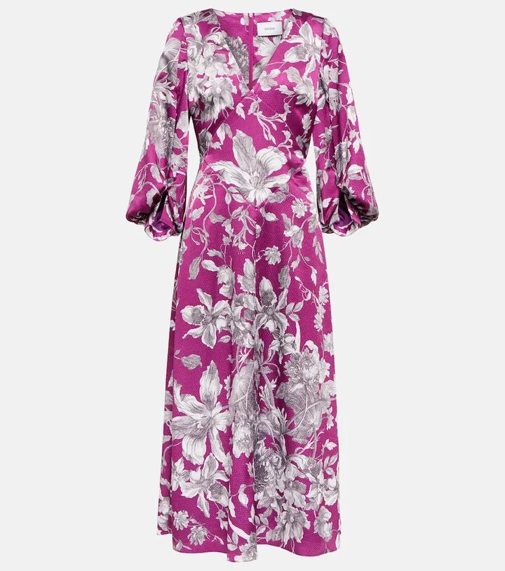 Maxine floral satin midi dress