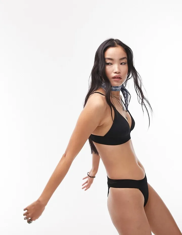 Topshop mix and match tanga bikini bottoms in black rib