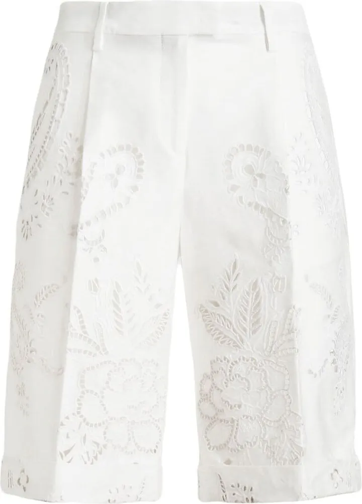 Knee-Length Broderie Anglaise Shorts