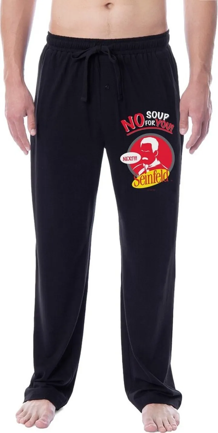 Seinfeld Mens' TV Show No Soup For You Funny Sleep Pajama Pants (Large) Black