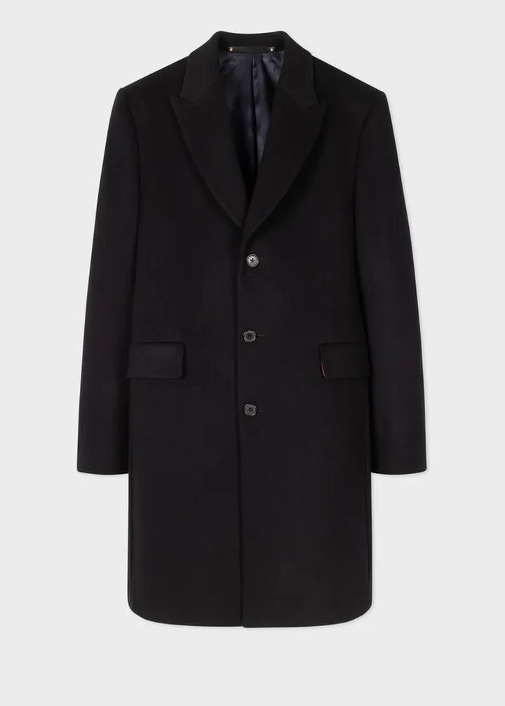 Black Wool-Cashmere Epsom Coat