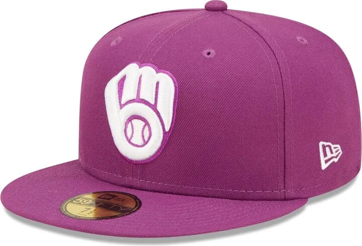 Men's New Era Grape Milwaukee Brewers Logo 59FIFTY Fitted Hat