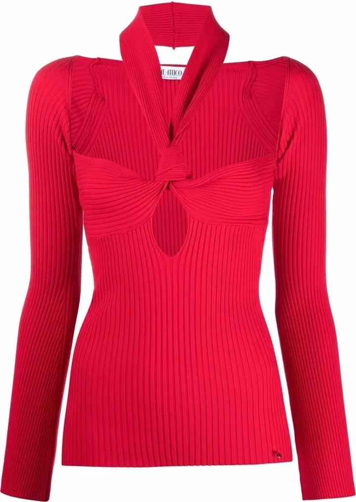 Cut-Out Halterneck Knitted Top
