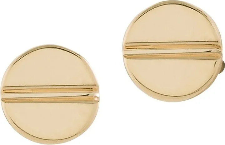14K Yellow Gold Round Screw Stud Earrings