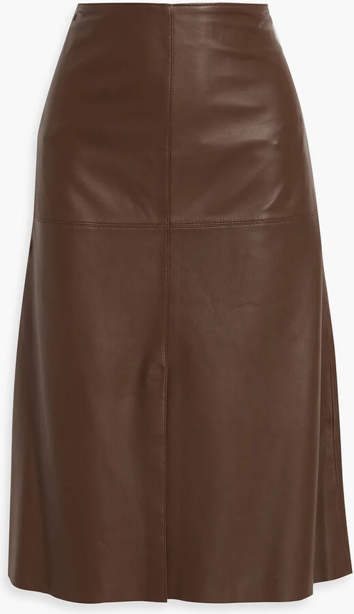 Sidena paneled leather midi skirt
