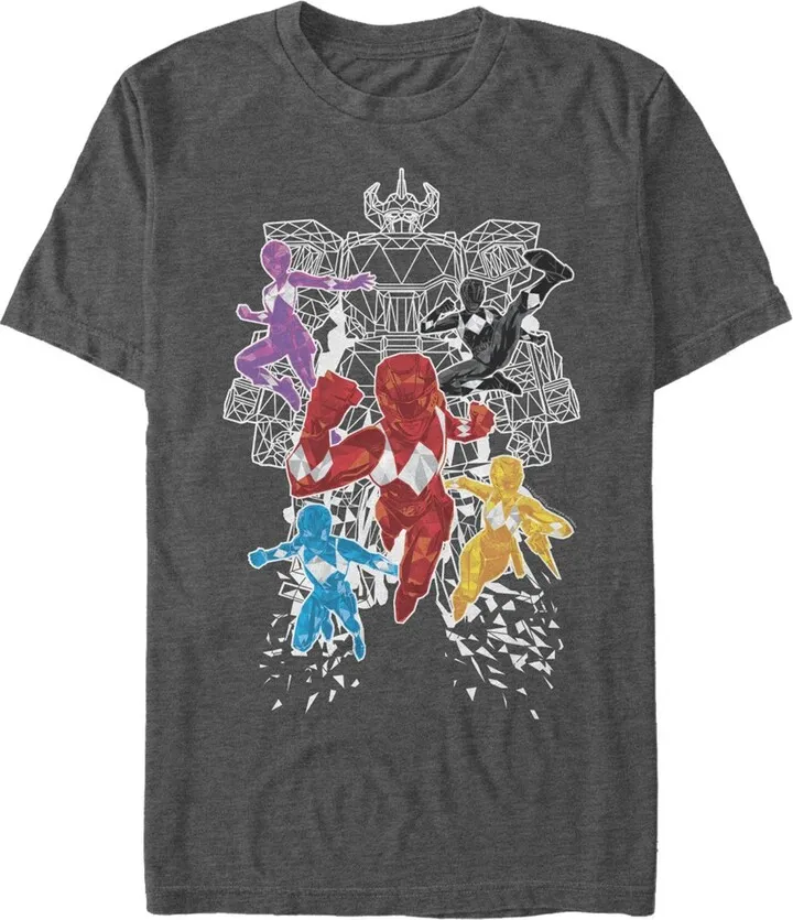 Men's Power Rangers Geometric Megazord Team T-Shirt - Charcoal Heather - Medium