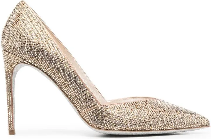 105mm Rhinestone-Embellished Leather Pumps