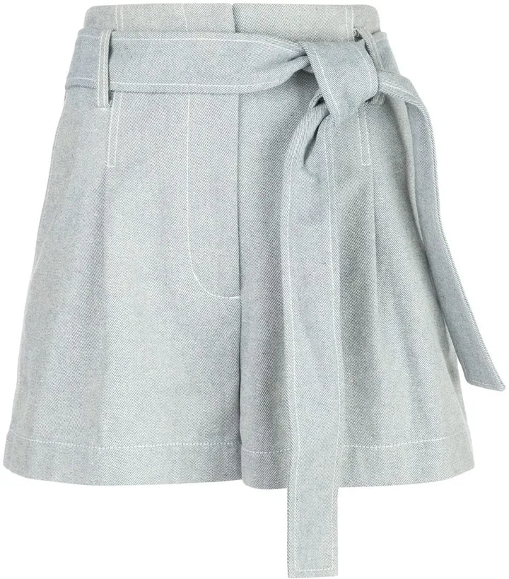 Belted High-Waist Denim Shorts