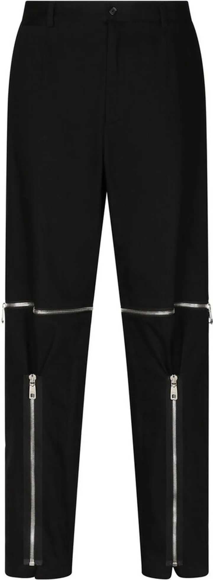 Zip-Detail Straight-Leg Trousers