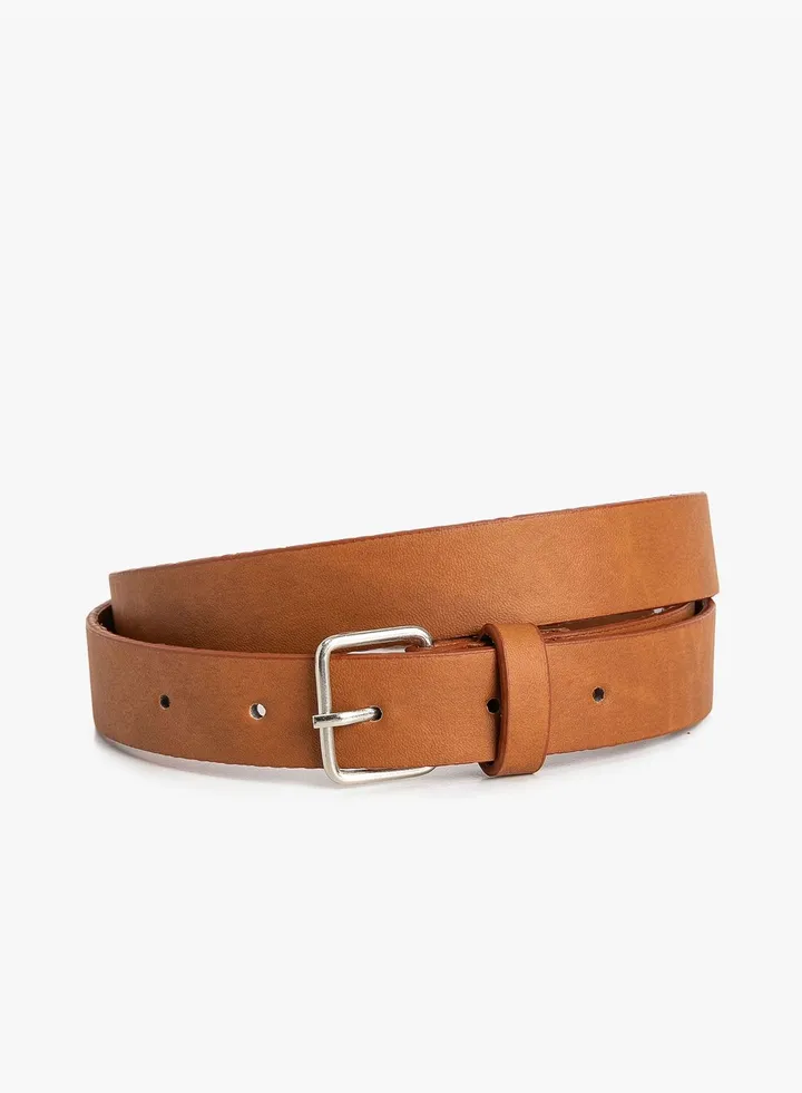 Metal Buckle Detail Faux Leather Belt