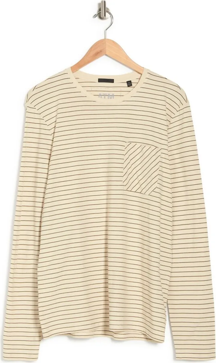 Stripe Jersey Long Sleeve Crew Neck T-Shirt