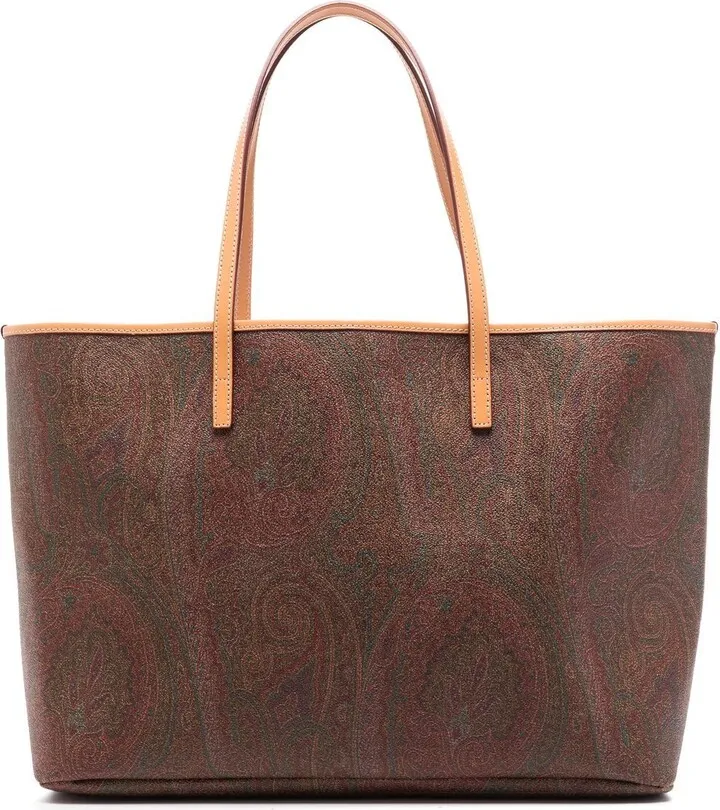 Paisley-Print Leather Tote Bag