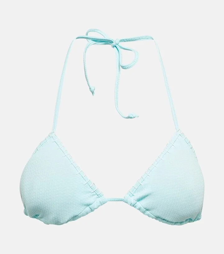 Embroidered halterneck bikini top
