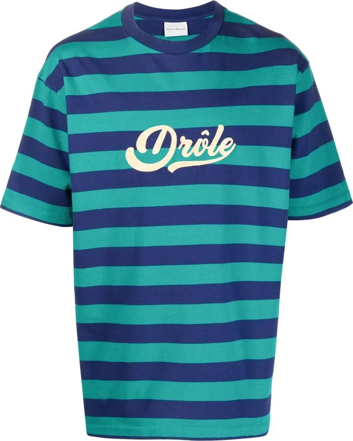 logo-print striped cotton T-shirt