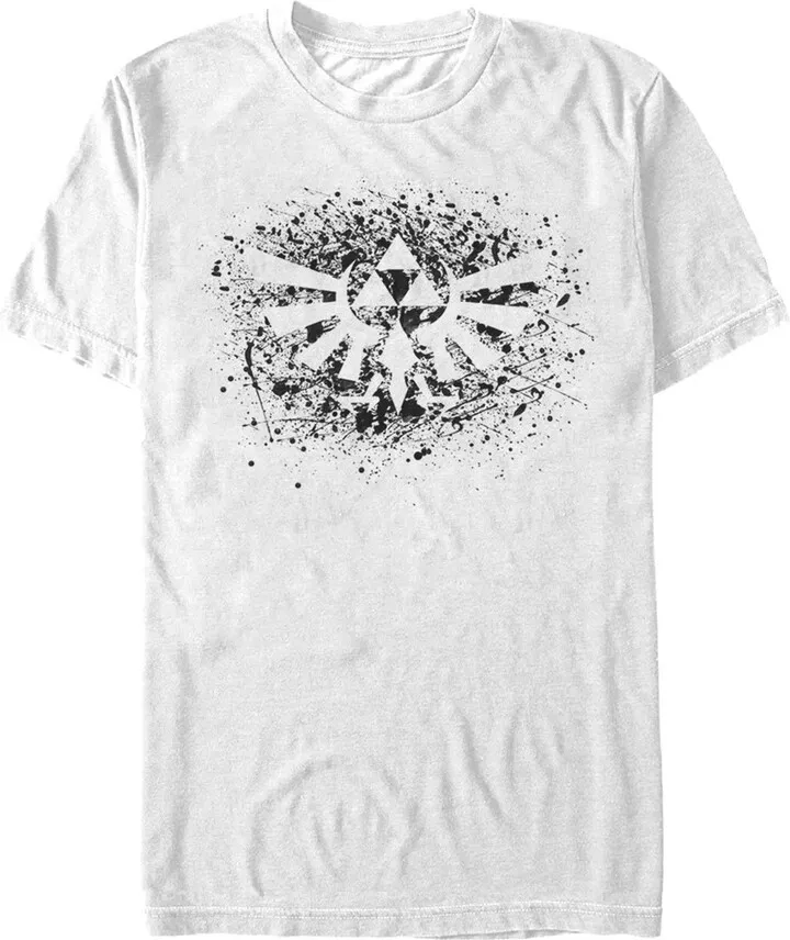 Men's Nintendo Legend of Zelda Triforce Paint Splatter Print T-Shirt - White - Small