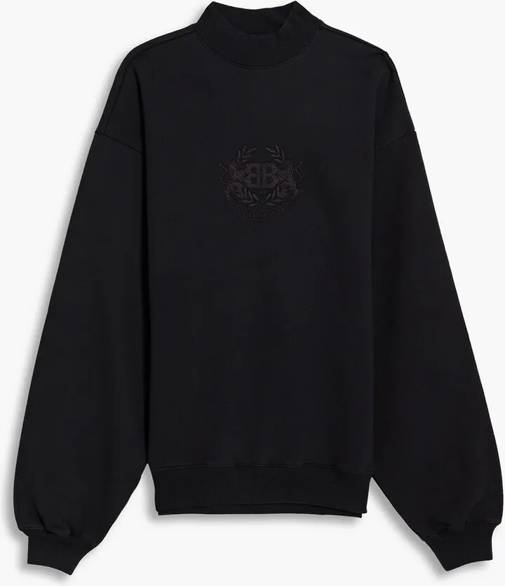 Oversized embroidered cotton-fleece sweatshirt