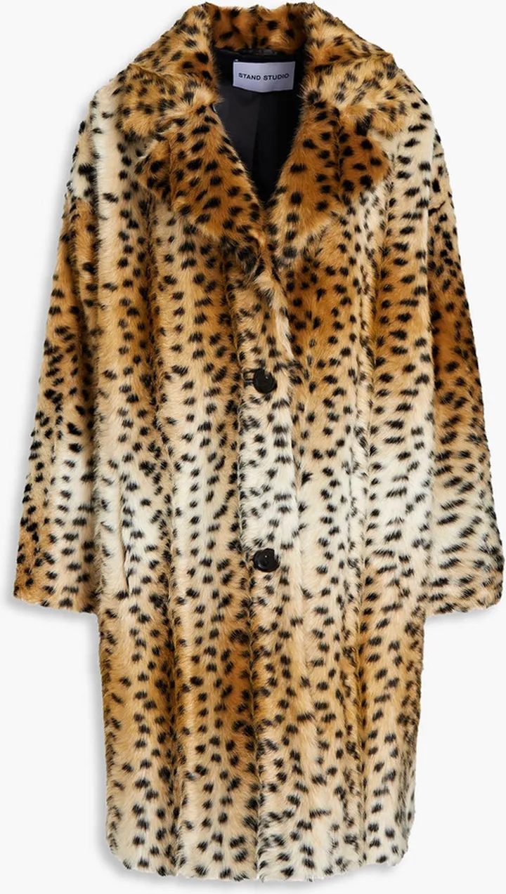 Minna leopard-print faux fur coat