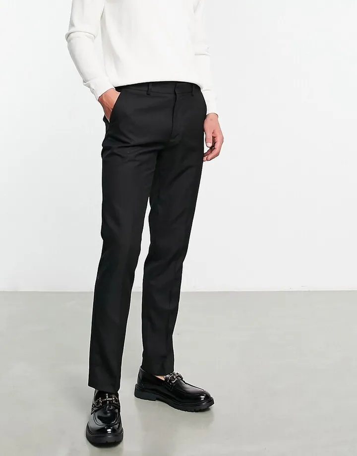 Topman slim suit pants in black