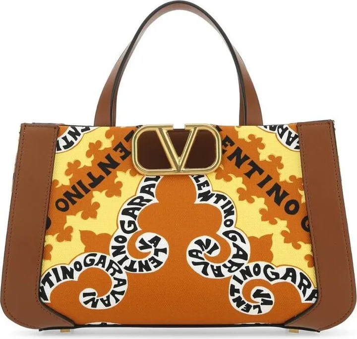 Valentino VLogo Plaque Graphic Printed Small Tote Bag