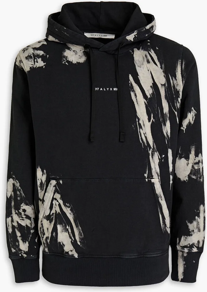 Tie-dyed cotton-fleece hoodie