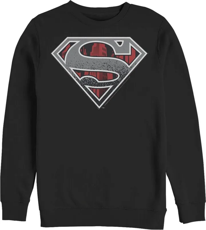Men's Superman Logo Grunge Sweatshirt - Black - 3X Large
