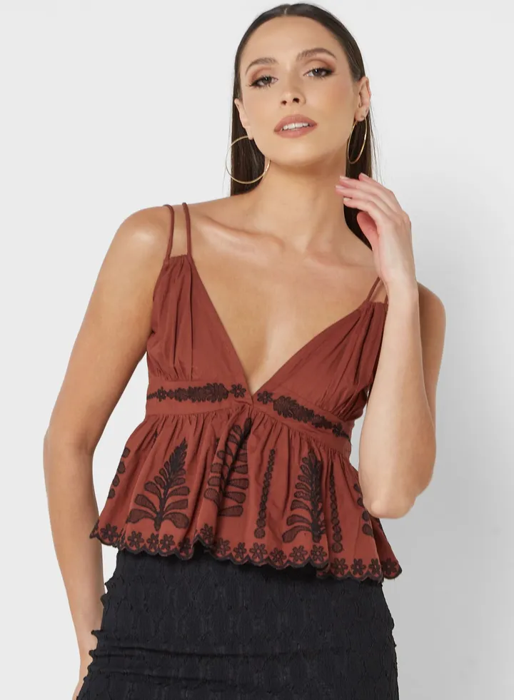 Strappy Ruffle Detail Crop Top